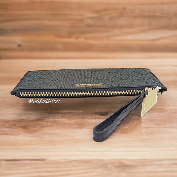 Michael Kors Wristlet in Black Embossed MK NWT - Picture 4 of 5